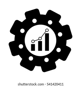 bar graph chart inside gear icon image vector illustration design 