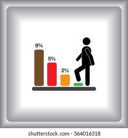 Bar graph climbing sign icons, vector illustration. Flat design style 