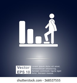 Bar graph climbing sign icons, vector illustration. Flat design style 