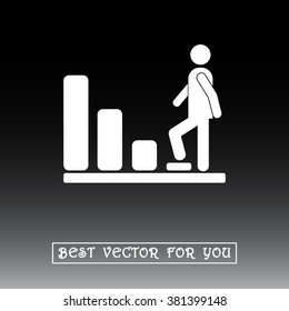 Bar graph climbing sign icons, vector illustration. Flat design style 