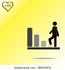 Bar graph climbing sign icons, vector illustration. Flat design style 