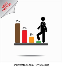 Bar graph climbing sign icons, vector illustration. Flat design style 