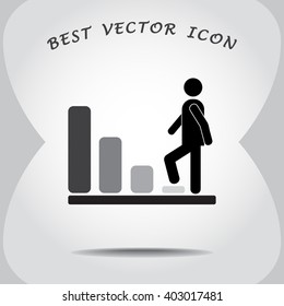Bar graph climbing sign icons, vector illustration. Flat design style 