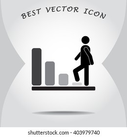 Bar graph climbing sign icons, vector illustration. Flat design style 