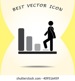 Bar graph climbing sign icons, vector illustration. Flat design style 