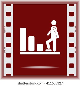 Bar graph climbing sign icons, vector illustration. Flat design style 