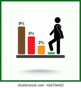 Bar graph climbing sign icons, vector illustration. Flat design style 