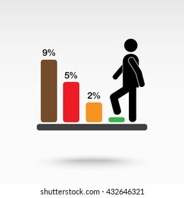 Bar graph climbing sign icons, vector illustration. Flat design style 