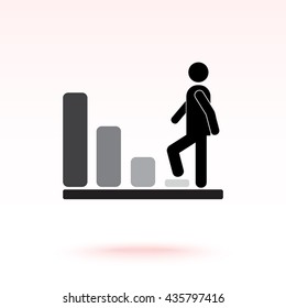 Bar graph climbing sign icons, vector illustration. Flat design style 