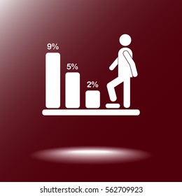 Bar graph climbing sign icons, vector illustration. Flat design style 