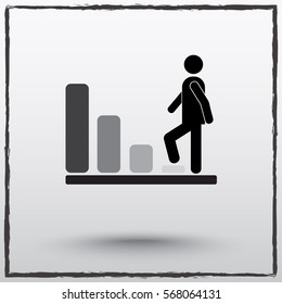 Bar graph climbing sign icons, vector illustration. Flat design style 