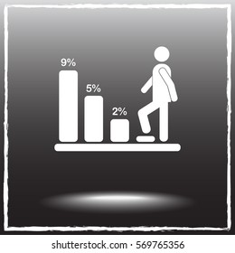 Bar graph climbing sign icons, vector illustration. Flat design style 