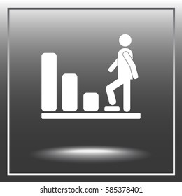 Bar graph climbing sign icons, vector illustration. Flat design style 