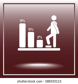 Bar graph climbing sign icons, vector illustration. Flat design style 