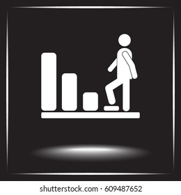 Bar graph climbing sign icons, vector illustration. Flat design style 