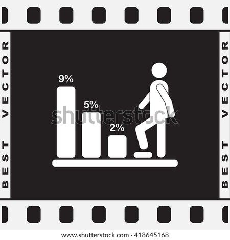 Bar graph climbing sign icons, vector illustration. Flat design style 