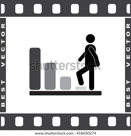 Bar graph climbing sign icons, vector illustration. Flat design style 