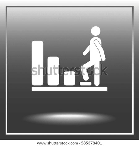 Bar graph climbing sign icons, vector illustration. Flat design style 