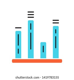 Bar graph color icon. Diagram. Line graph. Statistics data visualization. Symbolic representation of information. Comparisons among discrete categories. Isolated vector illustration