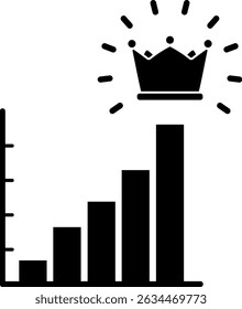 Bar Graph and Crown Isolated Vector Icon