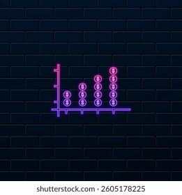 Bar graph and dollar currency. neon style. representing the analysis and interpretation of financial data, financial data analysis
