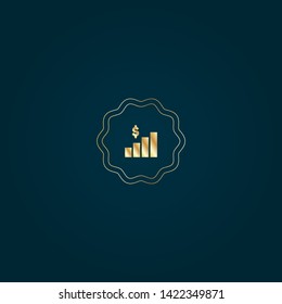 Bar graph with dollar gold logo concept. Designed for your web site design, logo, app, UI. Bar graph with dollar gold initial logo design. corporate identity logo. can be used for business company.