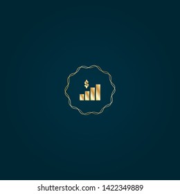 Bar graph with dollar gold logo concept. Designed for your web site design, logo, app, UI. Bar graph with dollar gold initial logo design. corporate identity logo. can be used for business company.