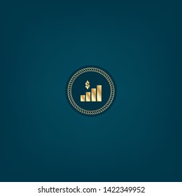 Bar graph with dollar gold logo concept. Designed for your web site design, logo, app, UI. Bar graph with dollar gold initial logo design. corporate identity logo. can be used for business company.