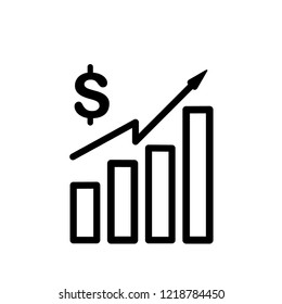 bar graph dollar growth icon vector 