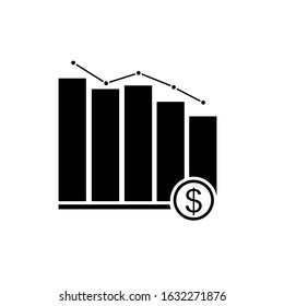 Bar graph of dollar success chart. isolated on a white background.