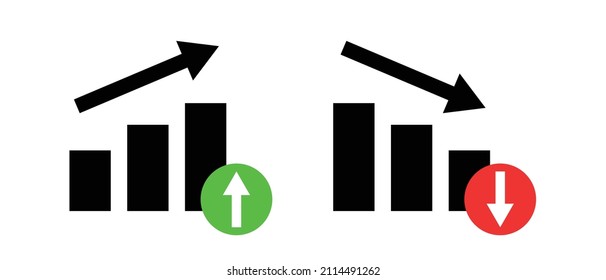 Up bar graph and down bar graph icon. Vector.
