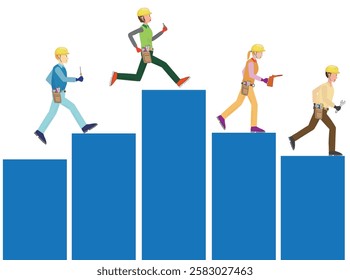 Bar graph of engineers competing for grades.