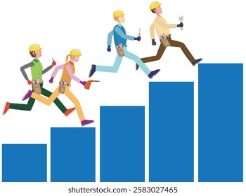 Bar graph of engineers competing for grades.