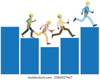 Bar graph of engineers competing for grades.