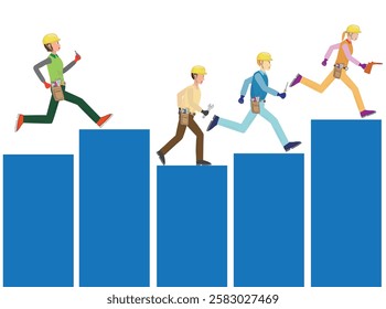 Bar graph of engineers competing for grades.