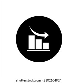 Bar graph exchange rate drop icon, vector illustration in outline or line style, create a business