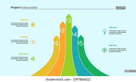 Bar graph with five arrows