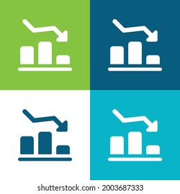 Gráfica de barra plana cuatro colores mínimo conjunto de iconos