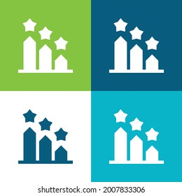 Gráfica de barra plana cuatro colores mínimo conjunto de iconos