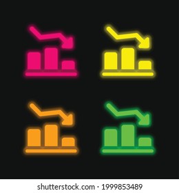 Icono de vector neonato brillante de cuatro colores