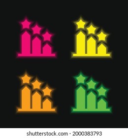 Icono de vector neonato brillante de cuatro colores
