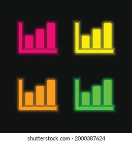Bar Graph four color glowing neon vector icon