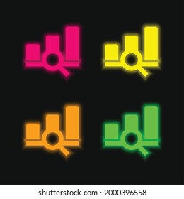 Bar Graph four color glowing neon vector icon