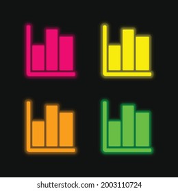 Bar Graph four color glowing neon vector icon