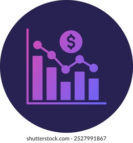 Bar Graph Glyph Circle Gradient Icon
