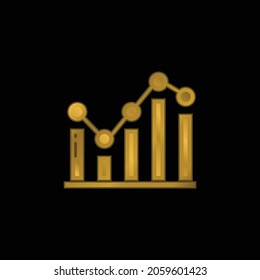 Icono metálico de la barra de Graph chapado en oro o vector de logotipo