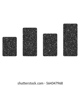 Bar Graph grainy textured icon for overlay watermark stamps. Flat symbol with dirty texture. Dotted vector gray ink rubber seal stamp with grunge design on a white background.