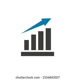 Bar graph growing up vector icon