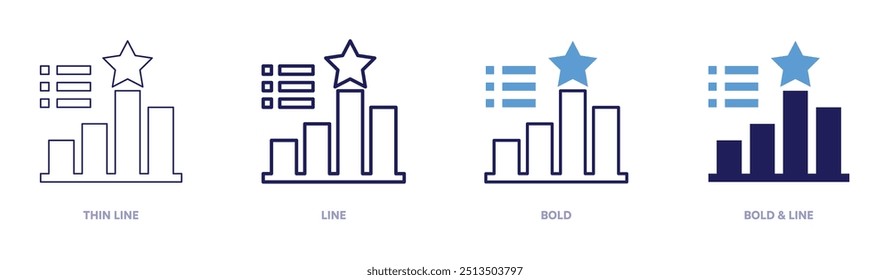 Bar graph icon in 4 different styles. Thin Line, Line, Bold, and Bold Line. Duotone style. Editable stroke.