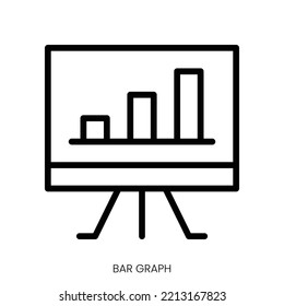 bar graph icon. Line Art Style Design Isolated On White Background